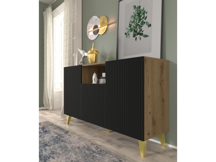 Скрин за дневна RAVENNA MDF 150 3D1DM (дъб артисан/черен мат)